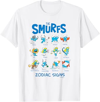 The Smurfs Zodiac Signs Cute Retro Cartoon T-Shirt