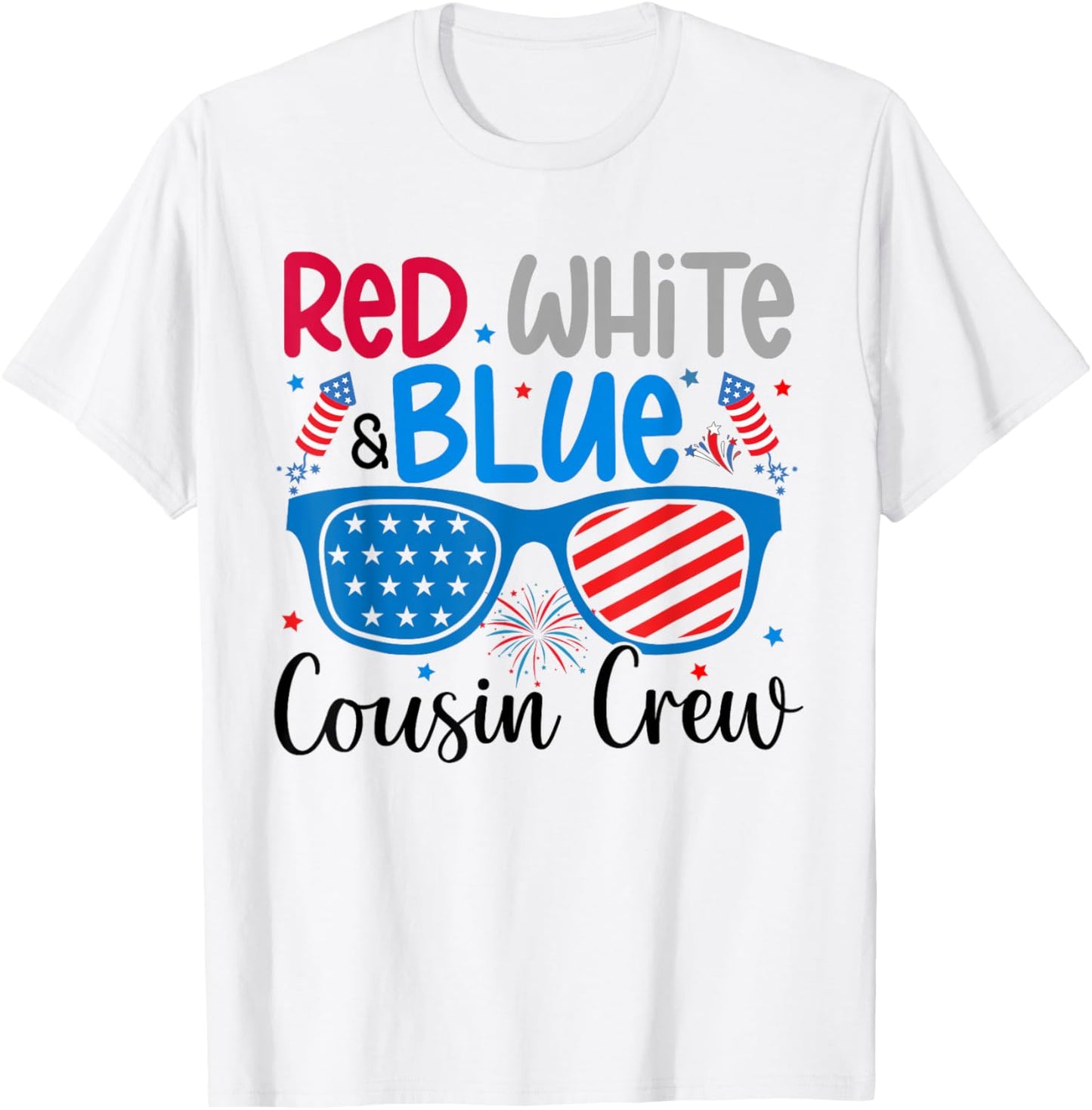 Red White & Blue Cousin Crew 4th of July Kids USA Sunglasses T-Shirt