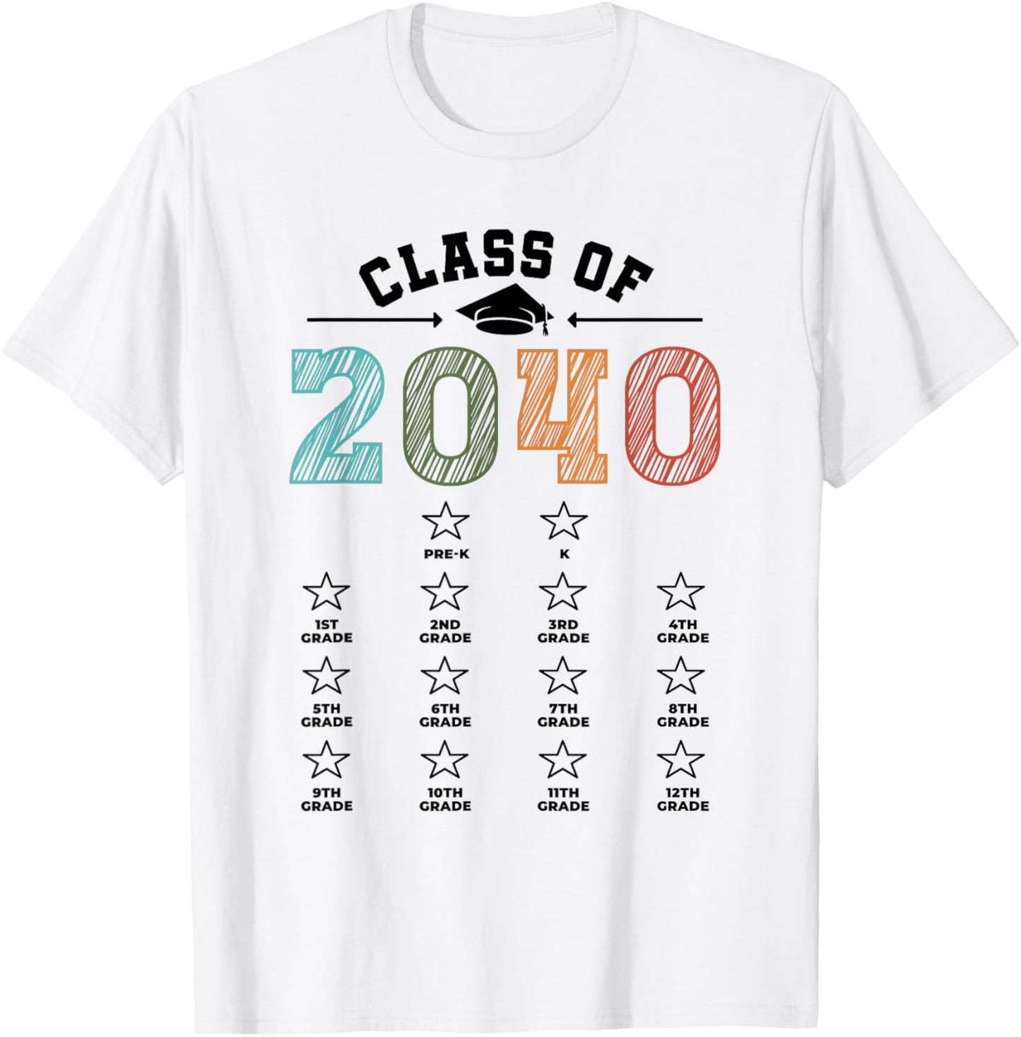 Class Of 2040 Shirt Mom Dad Checklist Pre-k 12th Grade 2040 T-Shirt
