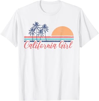 California Girl Cute Cali Girl Retro Beach Summer Vacation T-Shirt