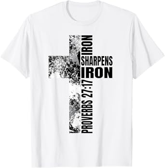 Religious Cross Iron Sharpens Iron Verse Christian Couples T-Shirt