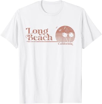 Vintage Long Beach California Palm Trees CA Retro Men Women T-Shirt