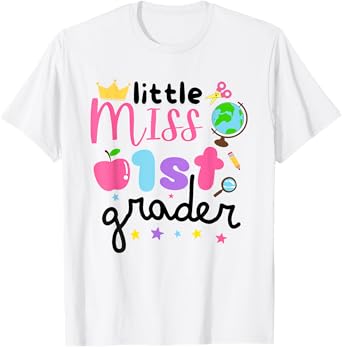 Little Miss 1st Grader First Day Of School 1st Grade Girl T-Shirt