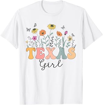 Texas Girl Wildflower Groovy Texas Lover T-Shirt