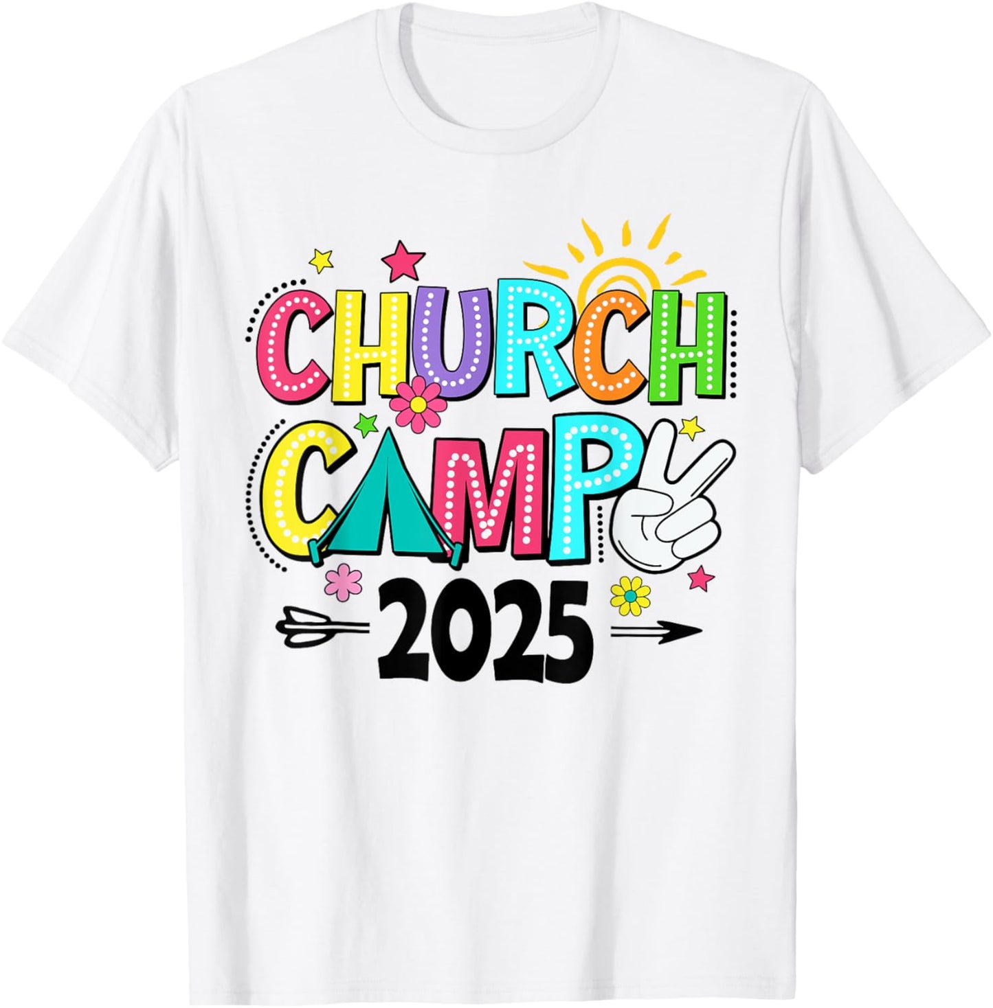 Groovy Church Camp 2025 Matching Christian Camp Family 2025 T-Shirt