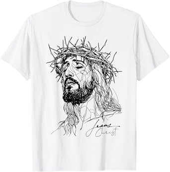 Jesus thorn crown - Jesus line drawing artwork T-Shirt