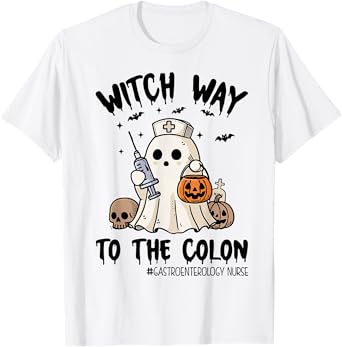 Gastroenterology Nurse Halloween Endo Nurse Ghost Endoscopy T-Shirt