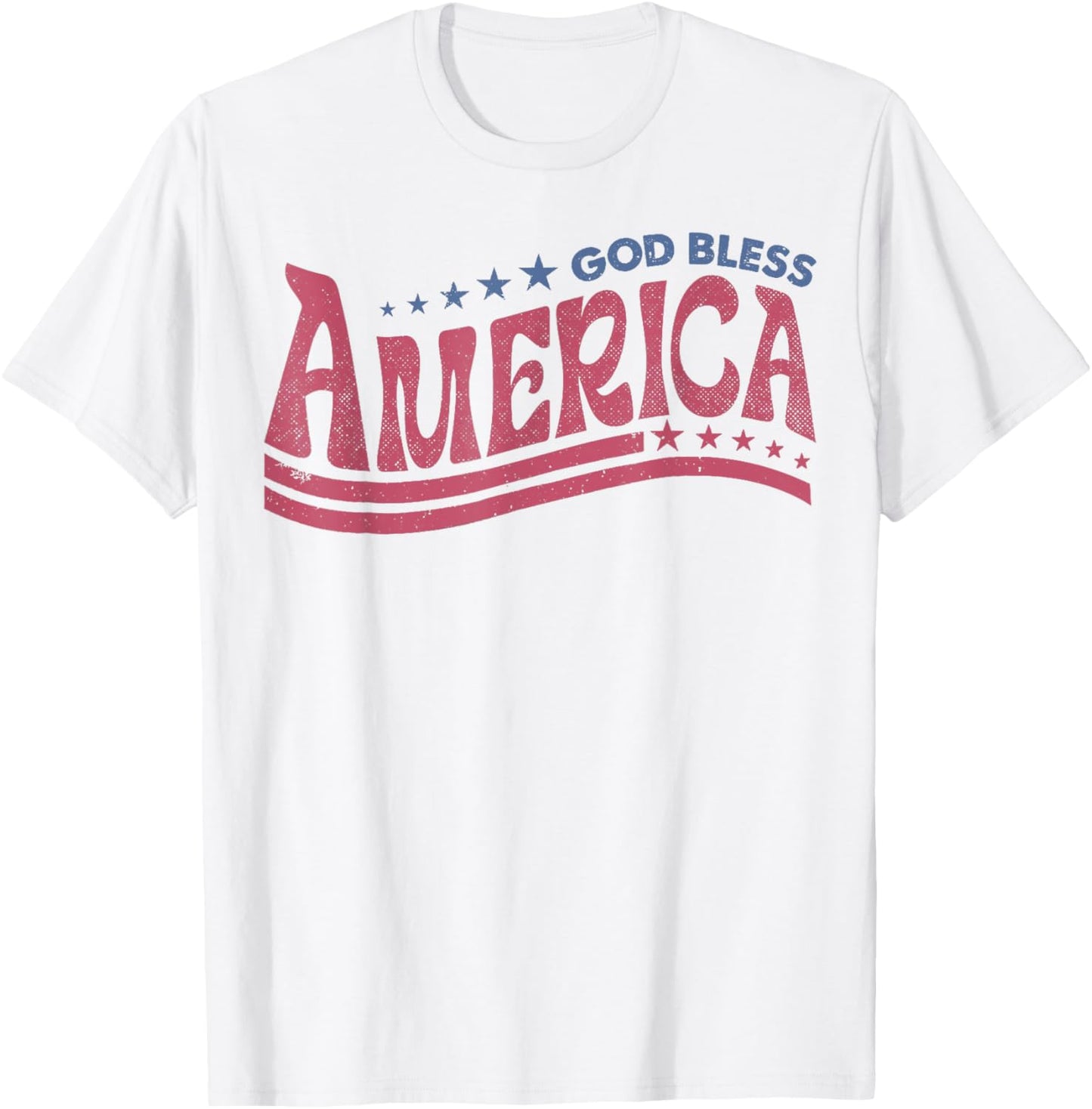 Retro 4th Of July God Bless America Patriotic Christian T-Shirt