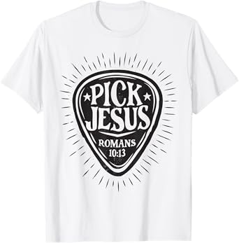 Guitar Pick Jesus Christian Music Guitarist Pastor Retro T-Shirt