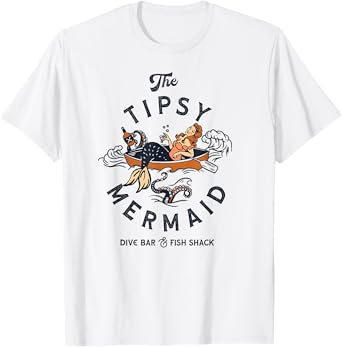 Tipsy Mermaid Dive Bar Tee: Cute Retro Pinup Womens Shirt T-Shirt