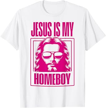 Cool Christian Faith Apparel Jesus Is My Homeboy Unisex-Adult Christian Theme T-Shirt Blue Small Modern Printed Round Neck Short Sleeve T-Shirt