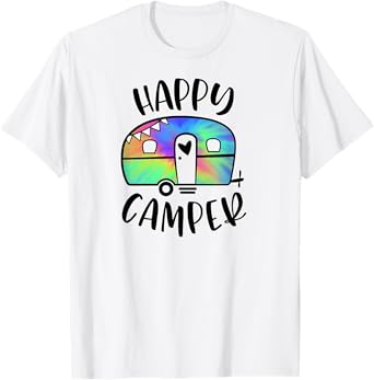 Happy Camper Trendy Tie-Dye Camping Adventure T-Shirt