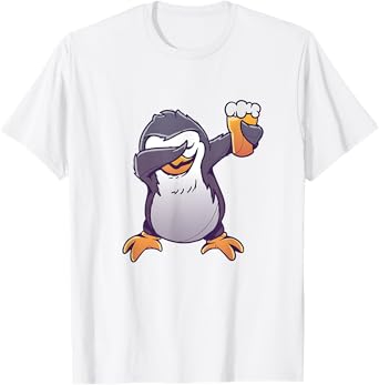 Penguin Dabbing and Drinking Beer T-Shirt