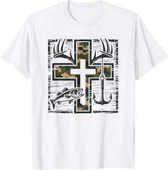 Jesus Camo Cross Shirt With Fish Christian Gift T-Shirt