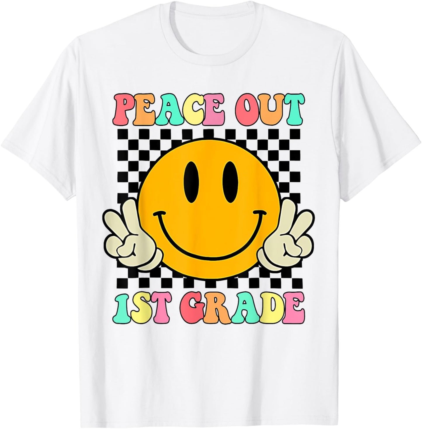 Peace Out First Grade Retro Groovy Last Day of 1st Grade T-Shirt