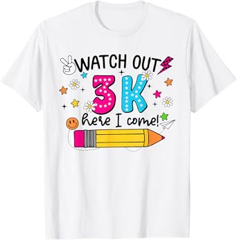 Watch Out 3K Here I Come Cute 3-K First Day Of School Kids T-Shirt