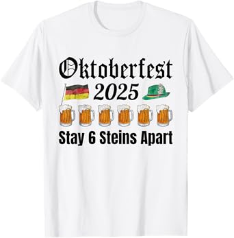 Oktoberfest 2025 6 Stein Apart Beer October Funny Drinking T-Shirt