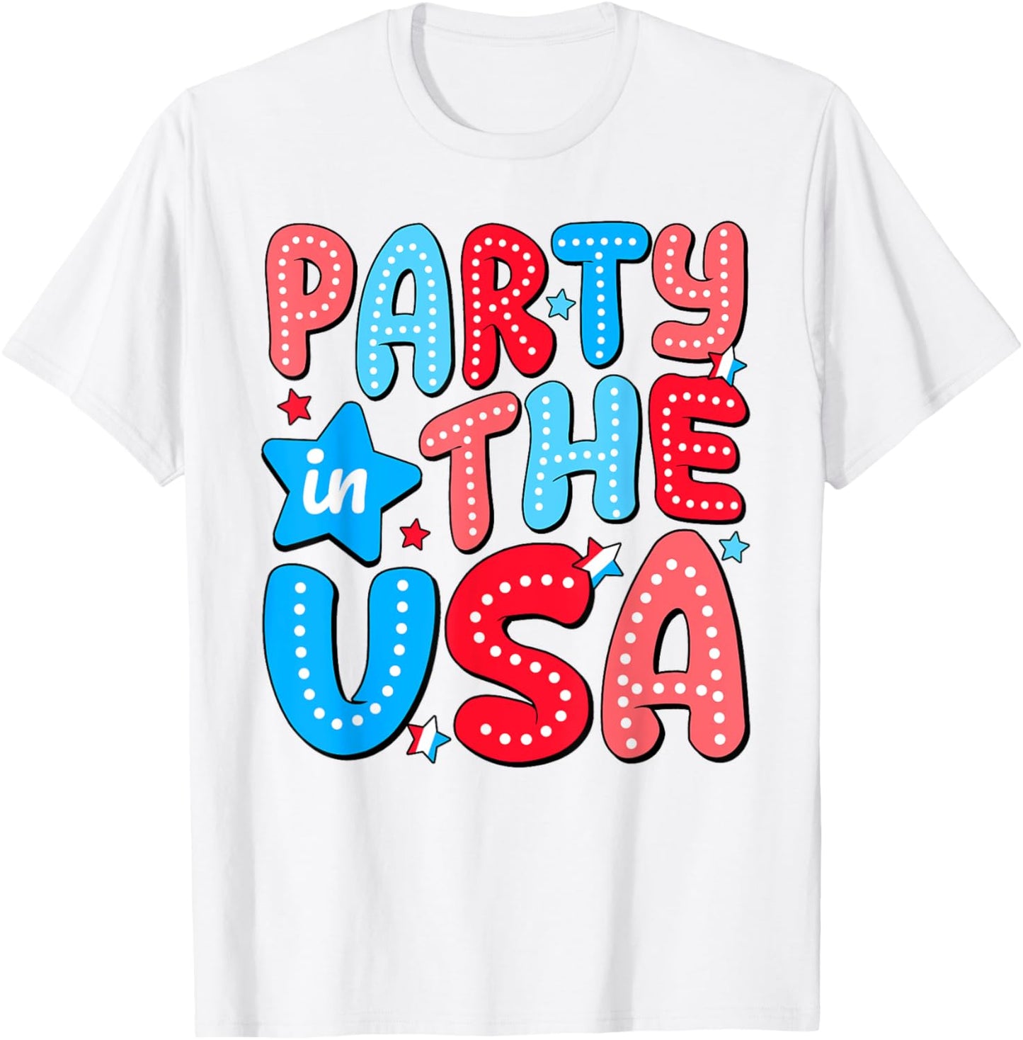 Groovy Party In The USA Retro Happy 4th Of July Women Girls T-Shirt