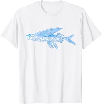Flying Fish Simple Bright Blue Graphic T-Shirt