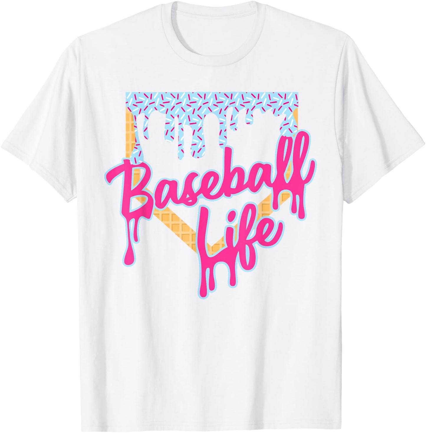Baseball Life Baseball Home Plate Ice Cream Dripping T-Shirt