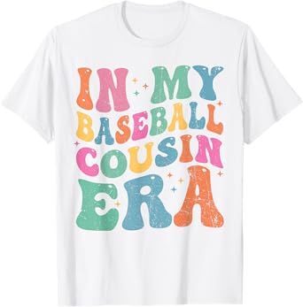 In My Baseball Cousin Era Groovy Retro Baseball Cousin T-Shirt
