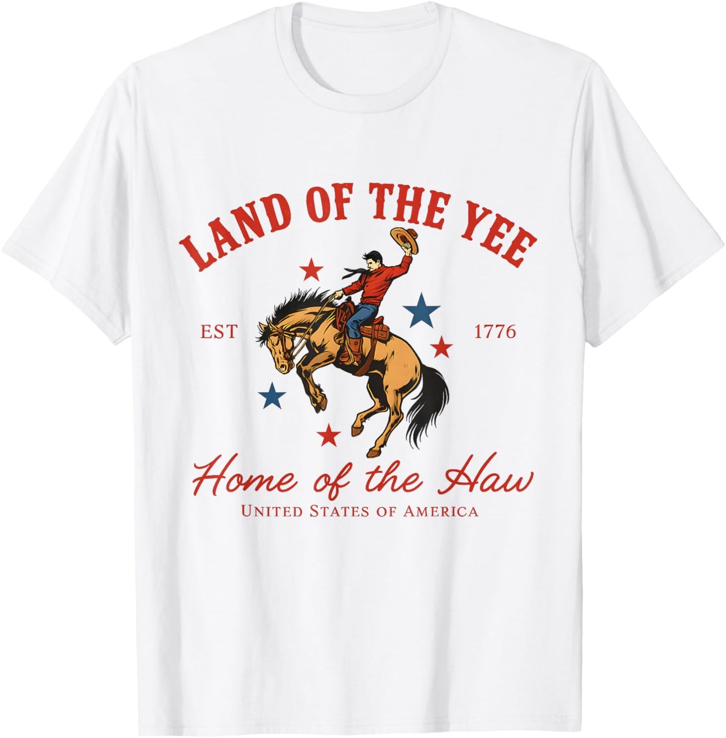 Country Cowboy Rodeo Patriotic USA Western Land of the Yee T-Shirt