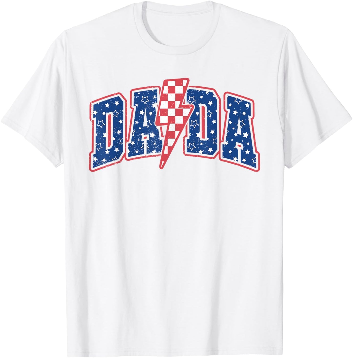 Dada Lightning Bolt Checkered Varsity 4th Of July American T-shirt