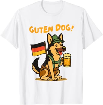 German Shepherd Oktoberfest Beer Drinking Gluten Dog T-Shirt