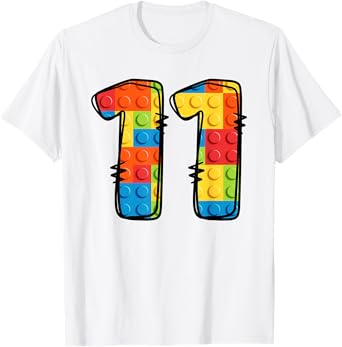 11 Year Old Blocks Building Master Builder 11th Birthday T-Shirt