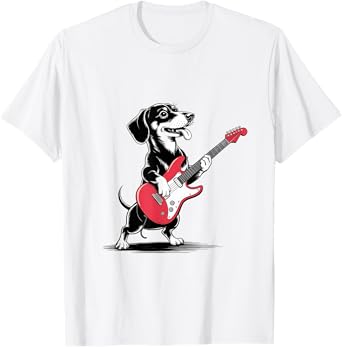 Dachshund Weenie Playing Guitar Funny Weenie Dog Music Lover T-Shirt