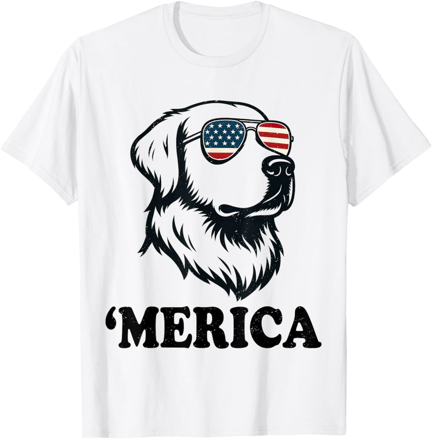 golden retriever dog flag 4th fourth of july 'merica T-Shirt