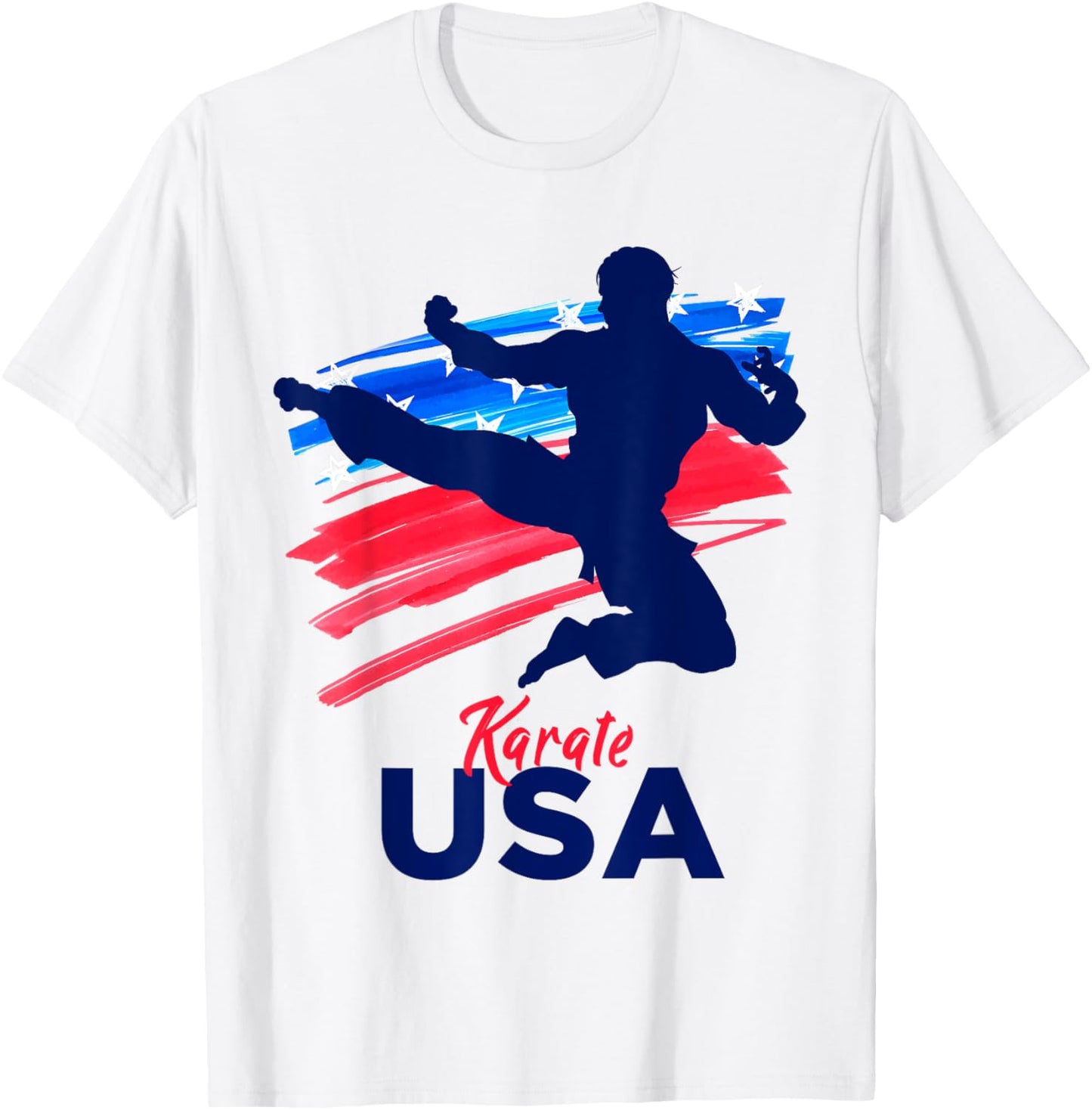 Karate Support the Team Student Sensei USA Flag American T-Shirt