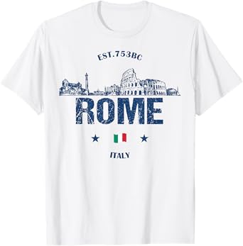 Rome Historical Landmarks Vintage Italy Flag T-Shirt