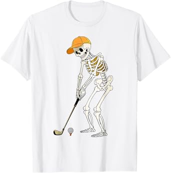 Retro Skeleton Golf Halloween Golfer Golf Player For Men Dad T-Shirt