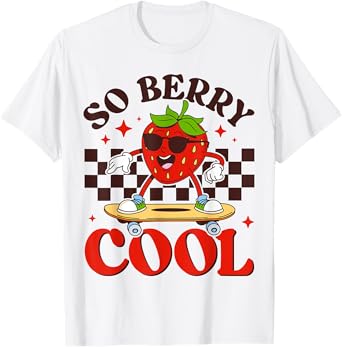 Groovy So Berry Cool Fruit Lover Strawberry Season For Boy T-Shirt