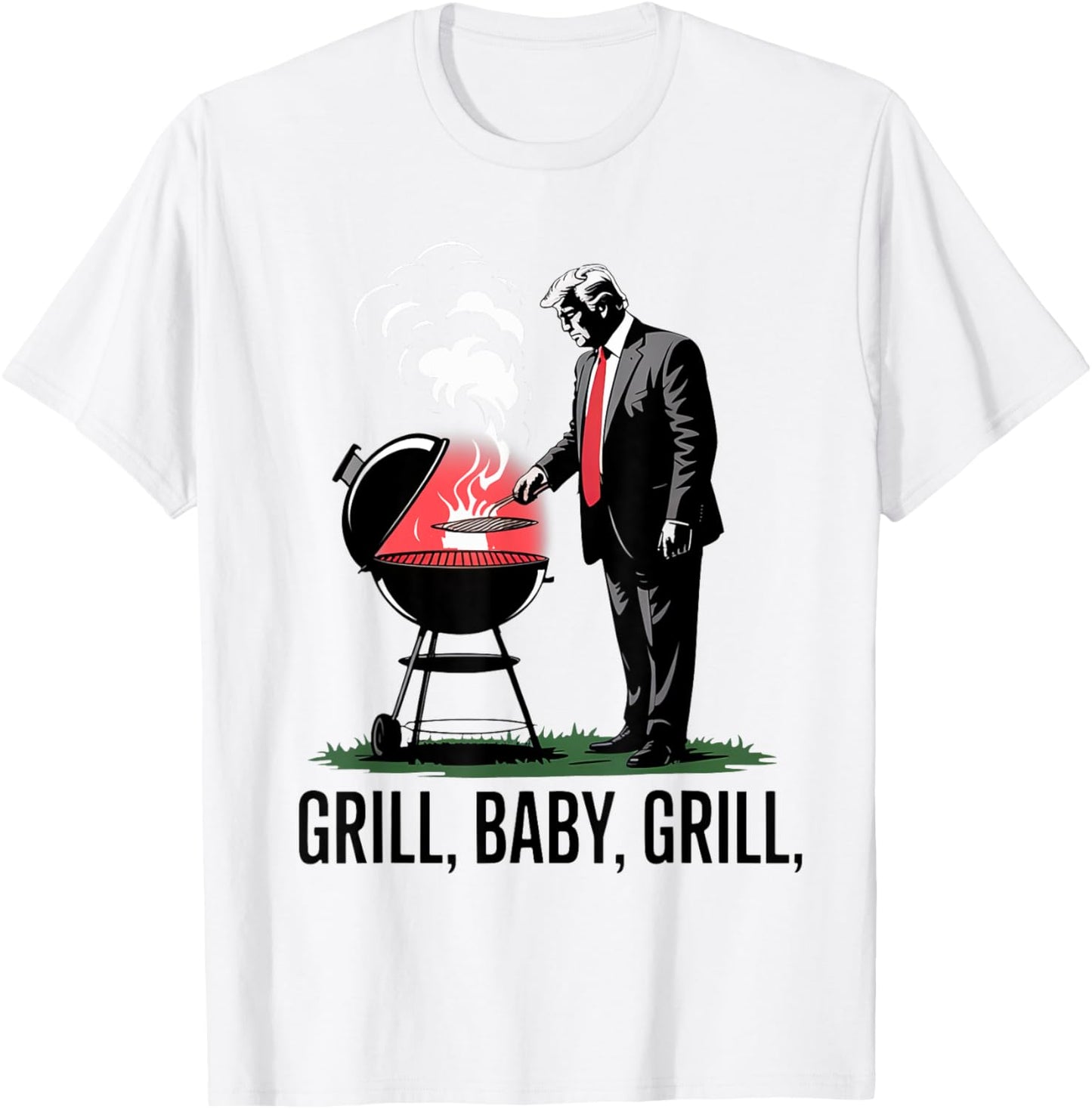Grill Baby Grill Funny Trump Silhouette 4th Of July Bbq T-shirt