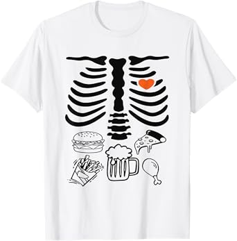 X-ray Skeleton Ribs Halloween Skeleton Food Womens Mens T-Shirt