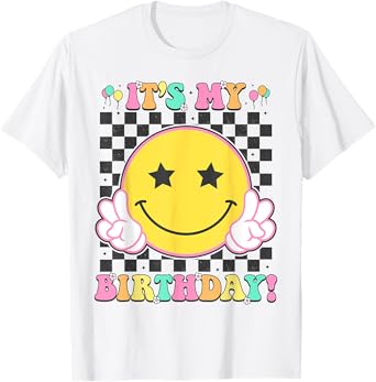 It's My Birthday Girls Women Teens Kids Groovy Bday Flower T-Shirt