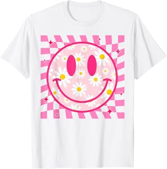 Happy Face Daisy Flower Shirt Preppy Aesthetic Smile Face T-Shirt