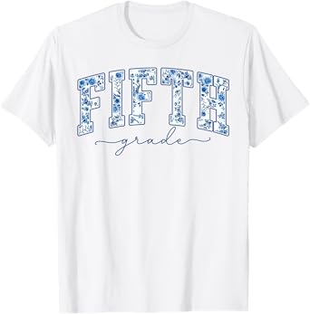 Fifth Grade Toile De Jouy Back To School Teachers Kids T-Shirt
