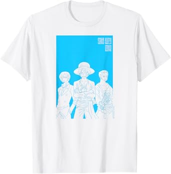 One Piece Anime Character Silhouettes Luffy, Sanji, and Zoro T-Shirt