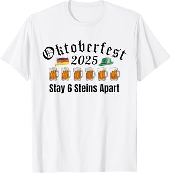 Oktoberfest 2025 6 Stein Apart Beer October Funny Drinking T-Shirt