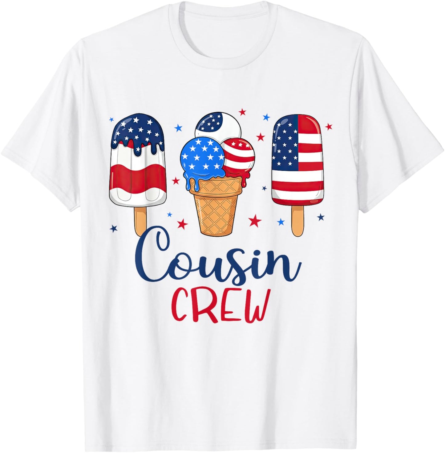 Matching Cousin Crew 4th Of July Popsicle American Flag T-shirt
