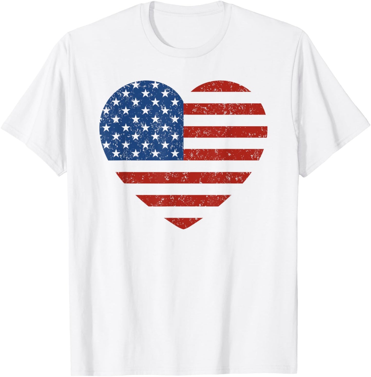American Flag Heart Patriotic Men Boys & Girls 4th of July T-Shirt