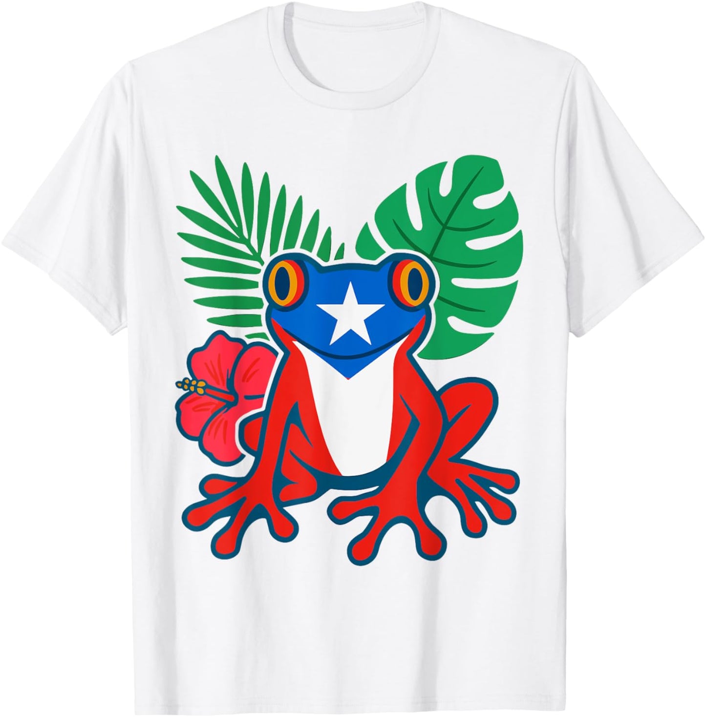 Puerto Rican Coquí Frog Tropical Flag Nature Design T-Shirt