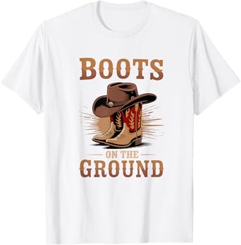 Boots On The Ground Cowboy Boots Western Country Style T-Shirt