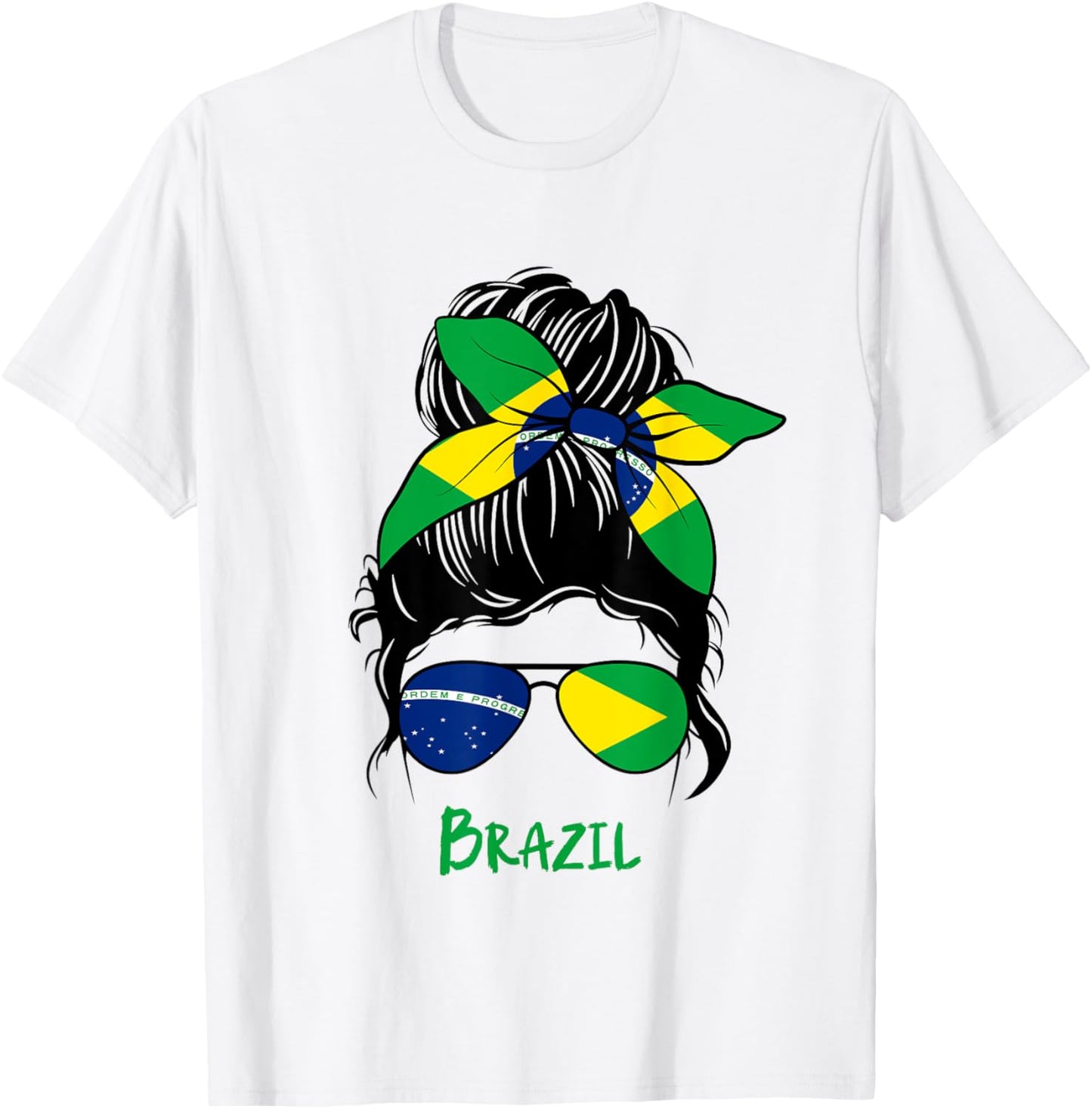 Brazil pride woman bandana Brazil flag sunglasses look T-Shirt