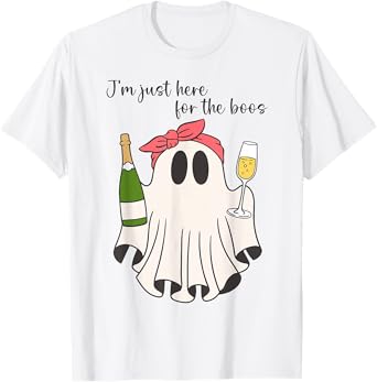 I'm Just Here for The Boos Halloween Wine Beer Ghost Women T-Shirt