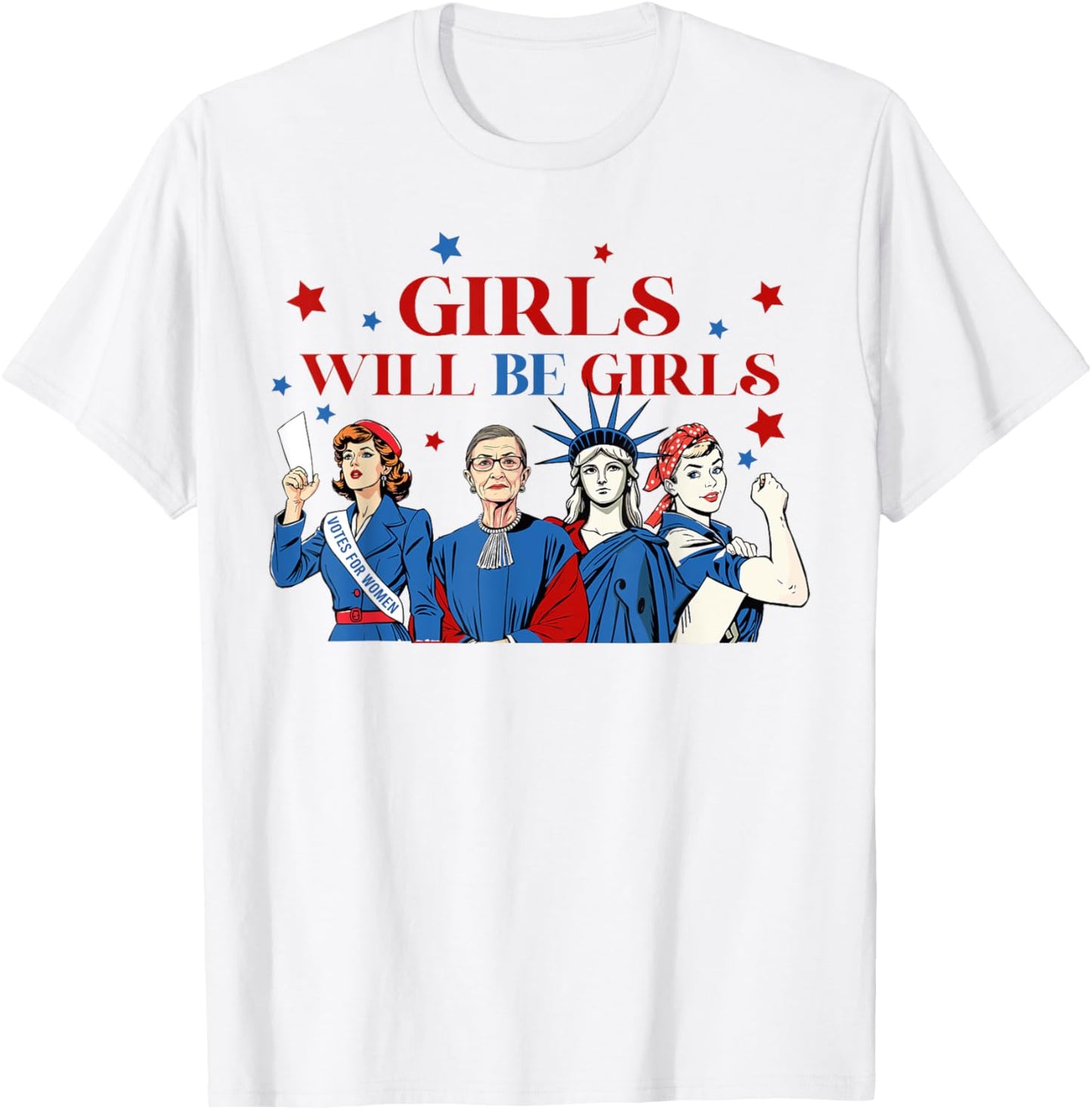 Patriotic Feminist 4th Of July Womens T-shirt