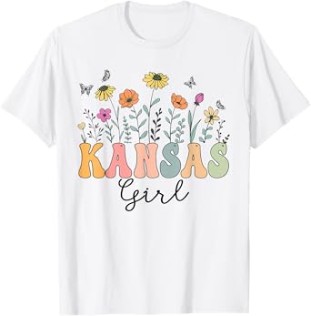 Kansas Girl Wildflower Groovy Kansas Lover T-Shirt